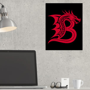 Dragon Styled Letter B, Dragon Alphabet, Monogramm Foliendrucke
