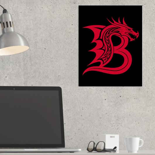 Dragon Styled Letter B, Dragon Alphabet, Monogramm Foliendrucke (In Situ (Schreibtisch))