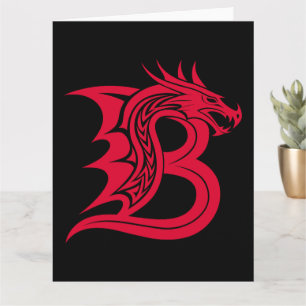 Dragon Styled Letter B, Dragon Alphabet, Monogramm Karte
