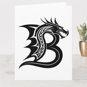 Dragon Styled Letter B, Dragon Alphabet, Monogramm Karte