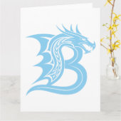 Dragon Styled Letter B, Dragon Alphabet, Monogramm Karte (Gelbe Blume)