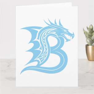 Dragon Styled Letter B, Dragon Alphabet, Monogramm Karte
