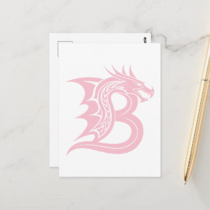 Dragon Styled Letter B, Dragon Alphabet, Monogramm Postkarte
