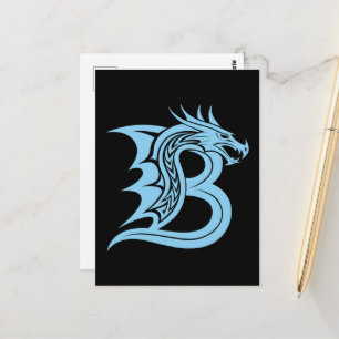 Dragon Styled Letter B, Dragon Alphabet, Monogramm Postkarte