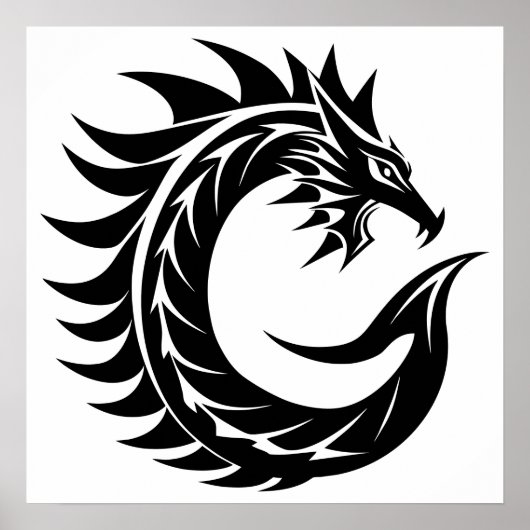 Dragon Styled Letter C, Dragon Alphabet, Monogram Poster (Vorne)