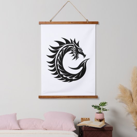 Dragon Styled Letter C, Dragon Alphabet, Monogram Wandteppich Mit Holzrahmen (Schlafzimmer)
