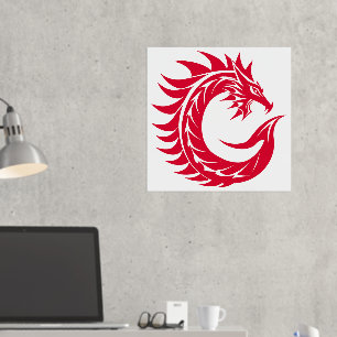 Dragon Styled Letter C, Dragon Alphabet, Monogramm Foliendrucke