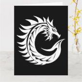 Dragon Styled Letter C, Dragon Alphabet, Monogramm Karte (Gelbe Blume)
