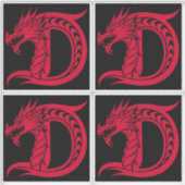 Dragon Styled Letter D, Dragon Alphabet, Monogram Aufkleber (Vorderseite)