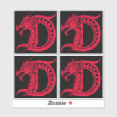 Dragon Styled Letter D, Dragon Alphabet, Monogram Aufkleber (Blatt)