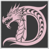 Dragon Styled Letter D, Dragon Alphabet, Monogram Aufkleber (Vorderseite)