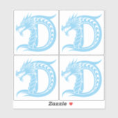 Dragon Styled Letter D, Dragon Alphabet, Monogram Aufkleber (Blatt)