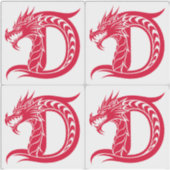 Dragon Styled Letter D, Dragon Alphabet, Monogram Aufkleber (Vorderseite)
