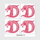 Dragon Styled Letter D, Dragon Alphabet, Monogram Aufkleber (Blatt)