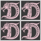 Dragon Styled Letter D, Dragon Alphabet, Monogram Aufkleber (Vorderseite)