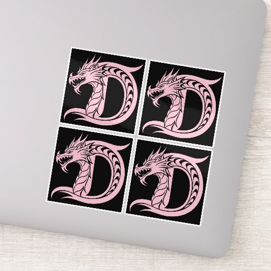 Dragon Styled Letter D, Dragon Alphabet, Monogram Aufkleber (Detail)