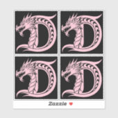 Dragon Styled Letter D, Dragon Alphabet, Monogram Aufkleber (Blatt)
