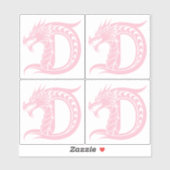Dragon Styled Letter D, Dragon Alphabet, Monogram Aufkleber (Blatt)