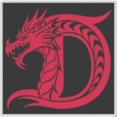 Dragon Styled Letter D, Dragon Alphabet, Monogram Aufkleber (Vorderseite)