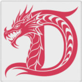 Dragon Styled Letter D, Dragon Alphabet, Monogram Aufkleber (Vorderseite)