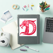 Dragon Styled Letter D, Dragon Alphabet, Monogram Aufkleber (iPad Hülle)