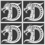 Dragon Styled Letter D, Dragon Alphabet, Monogram Aufkleber (Vorderseite)