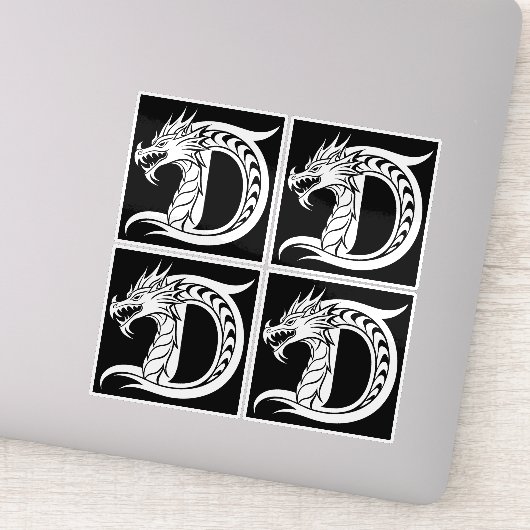 Dragon Styled Letter D, Dragon Alphabet, Monogram Aufkleber (Detail)