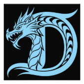 Dragon Styled Letter D, Dragon Alphabet, Monogram Fotodruck (Vorne)