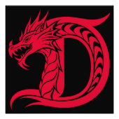 Dragon Styled Letter D, Dragon Alphabet, Monogram Fotodruck (Vorne)