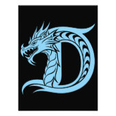 Dragon Styled Letter D, Dragon Alphabet, Monogram Fotodruck (Vorne)