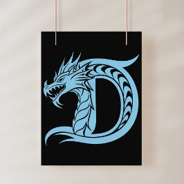 Dragon Styled Letter D, Dragon Alphabet, Monogram Fotodruck