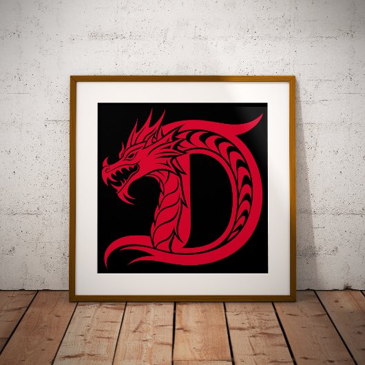 Dragon Styled Letter D, Dragon Alphabet, Monogram Fotodruck