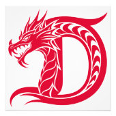 Dragon Styled Letter D, Dragon Alphabet, Monogram Fotodruck (Vorne)