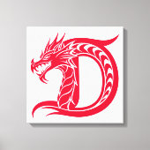 Dragon Styled Letter D, Dragon Alphabet, Monogram Leinwanddruck (Vorderseite)