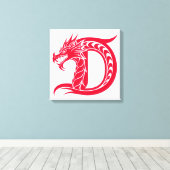 Dragon Styled Letter D, Dragon Alphabet, Monogram Leinwanddruck (Insitu (Holzboden))