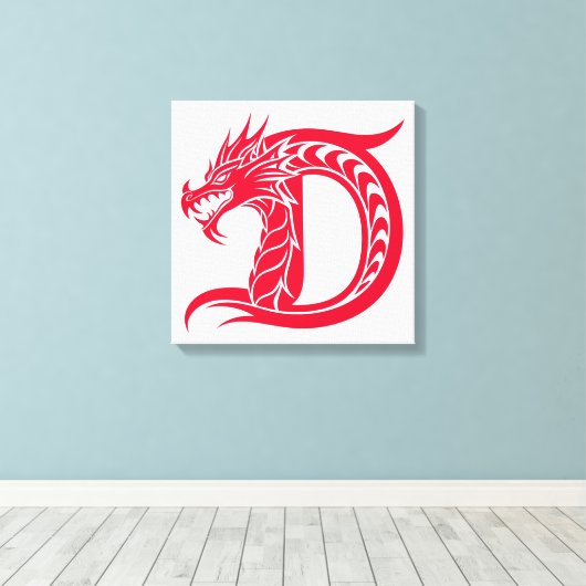 Dragon Styled Letter D, Dragon Alphabet, Monogram Leinwanddruck (Insitu (Holzboden))