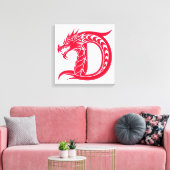 Dragon Styled Letter D, Dragon Alphabet, Monogram Leinwanddruck (Insitu (Wohnzimmer))