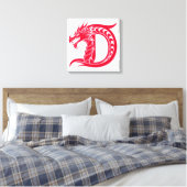 Dragon Styled Letter D, Dragon Alphabet, Monogram Leinwanddruck (Insitu (Schlafzimmer))