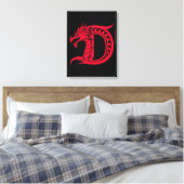 Dragon Styled Letter D, Dragon Alphabet, Monogram Leinwanddruck (Insitu (Schlafzimmer))