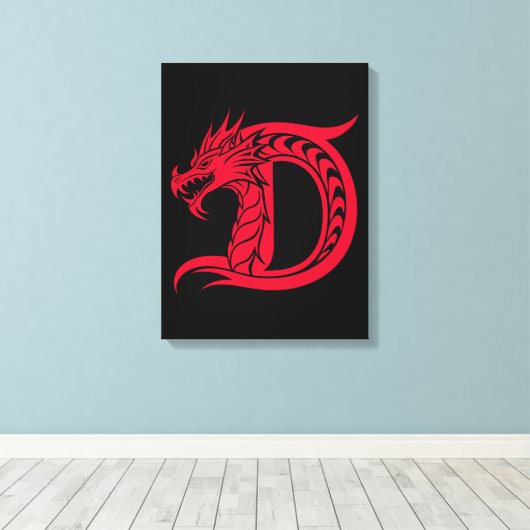 Dragon Styled Letter D, Dragon Alphabet, Monogram Leinwanddruck (Insitu (Holzboden))