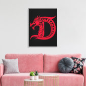 Dragon Styled Letter D, Dragon Alphabet, Monogram Leinwanddruck (Insitu (Wohnzimmer))