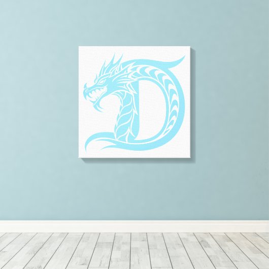 Dragon Styled Letter D, Dragon Alphabet, Monogram Leinwanddruck (Insitu (Holzboden))