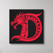 Dragon Styled Letter D, Dragon Alphabet, Monogram Leinwanddruck (Vorderseite)