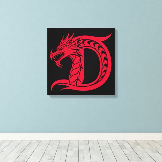 Dragon Styled Letter D, Dragon Alphabet, Monogram Leinwanddruck (Insitu (Holzboden))