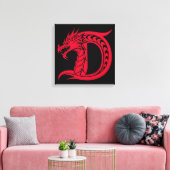 Dragon Styled Letter D, Dragon Alphabet, Monogram Leinwanddruck (Insitu (Wohnzimmer))