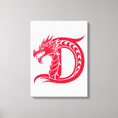 Dragon Styled Letter D, Dragon Alphabet, Monogram Leinwanddruck (Vorderseite)