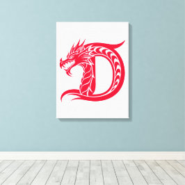 Dragon Styled Letter D, Dragon Alphabet, Monogram Leinwanddruck