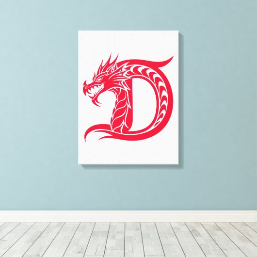 Dragon Styled Letter D, Dragon Alphabet, Monogram Leinwanddruck (Insitu (Holzboden))