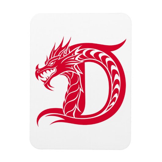 Dragon Styled Letter D, Dragon Alphabet, Monogram Magnet (Vertikal)