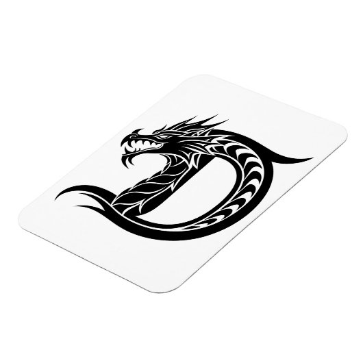 Dragon Styled Letter D, Dragon Alphabet, Monogram Magnet (Linke Seite)